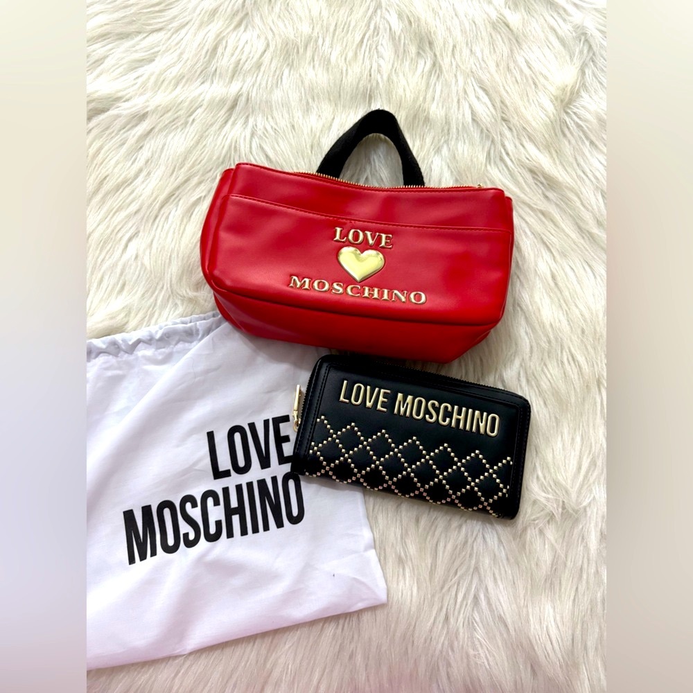 Love Moschino Red Mini Tote Bag and wallet Set